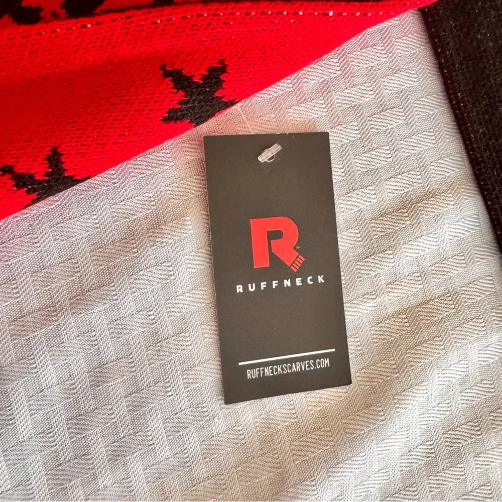 Ruffneck CHAR BAR KC Scarf Black‎ Red Fringe Soccer-Style Acrylic NWT